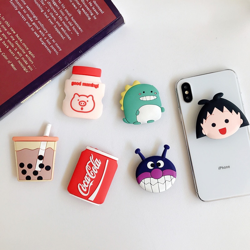 Cute Cartoon Airbag Mobile Phone Holder Silicone Stretch Folding Lazy Mobile Phone Holder Finger Ring Holder