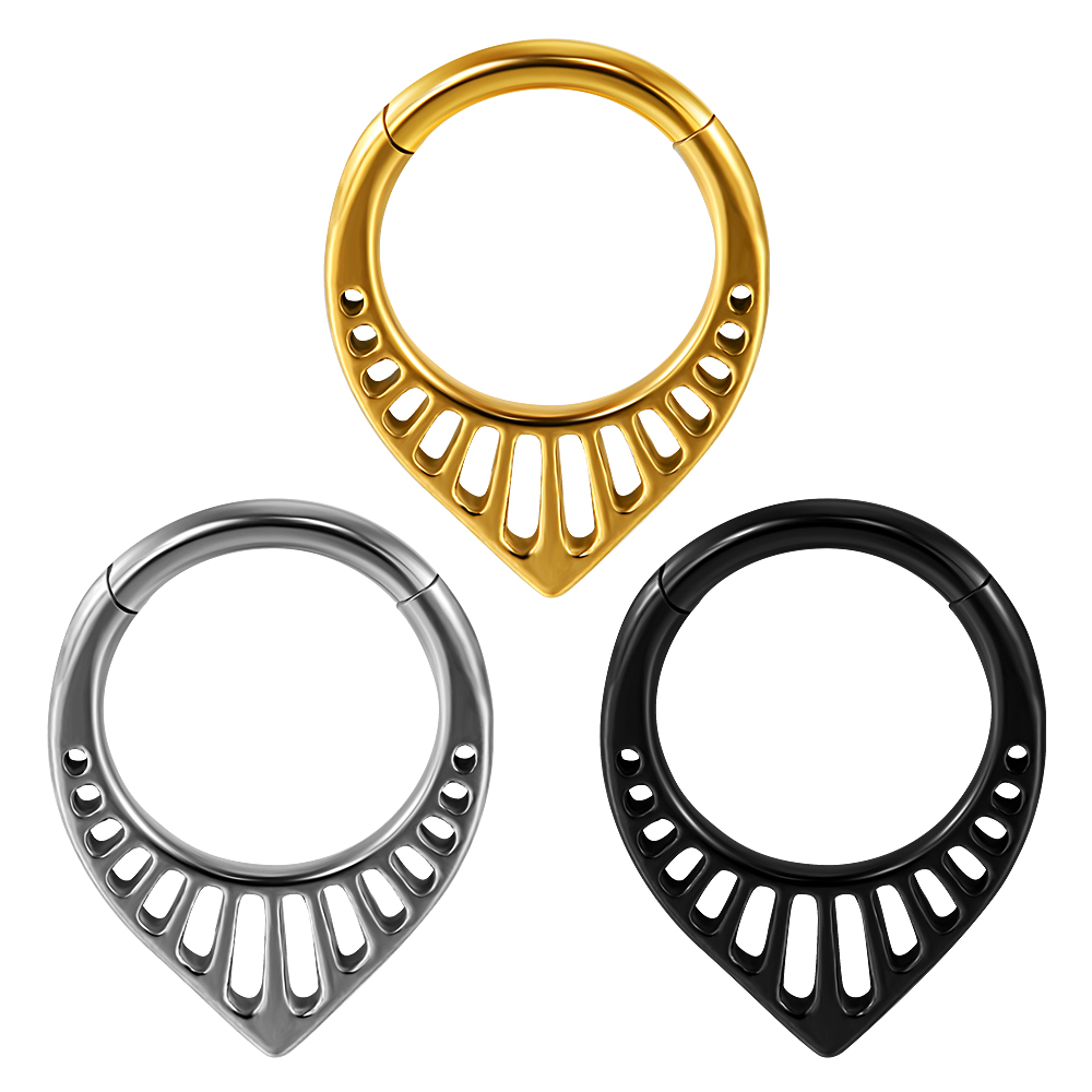 1/3 stk. sæt måne vanddråbe slange septum piercing clicker blomst næseringe 16g segment brusk daith hoop øreringe smykker: Rød / Sort zinkbelagt