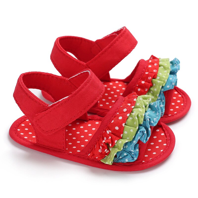 Sandales d'été pour petites filles, chaussures de plage à volants pour enfants de 0 à 18 mois, nouvelle: Red / 0-6 mois