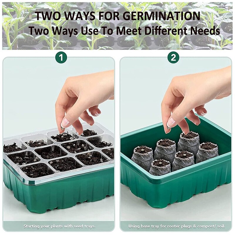 Conjunto de Mini invernadero para germinación de plantas de semillero, Mini invernadero, propagador para invernadero de interior, 12 piezas