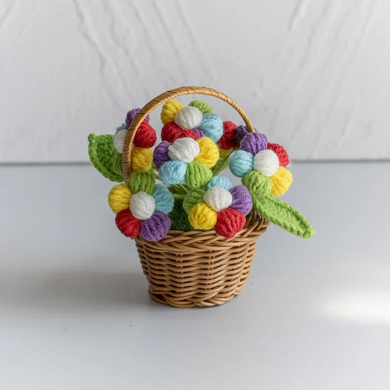 knitted Flower Potted Crochet Flowers Cute Hand Woven Plant Finished Woven Flowers Office Home Decor: Gold