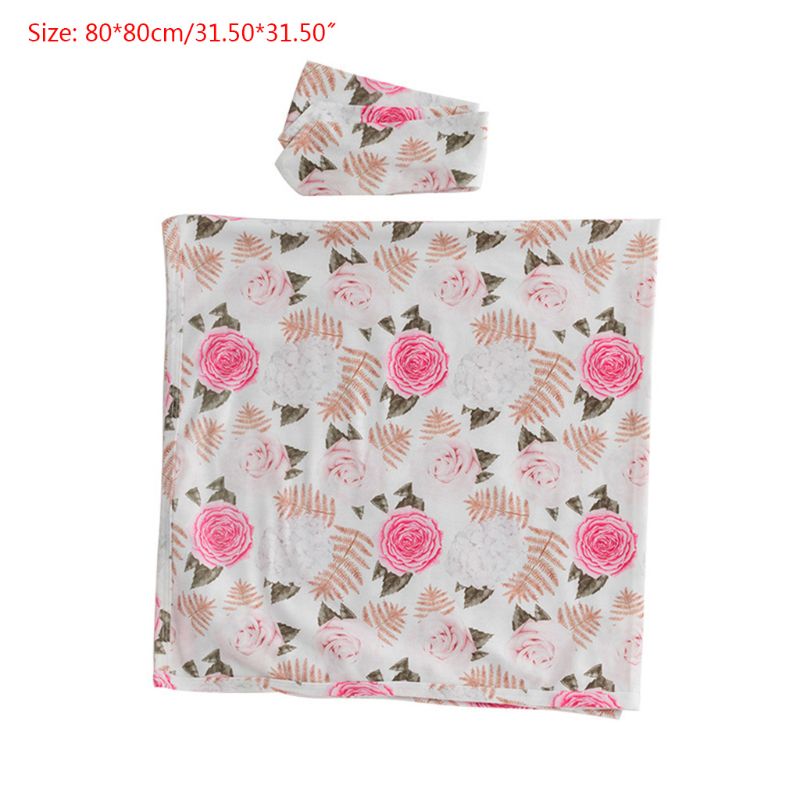 2 pièces/ensemble -né bébé recevant couverture bandeau/chapeau coton lange d'emmaillotage serviette 57BF: B-80 X 80cm