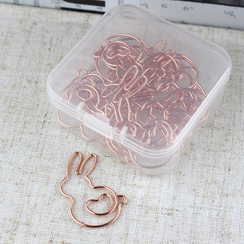 Kanin gem tecknad metallklämma stiftformad gem dekorativ stiftplanerare clips söt clip söta gem dekorativa: Rosa guldfärg