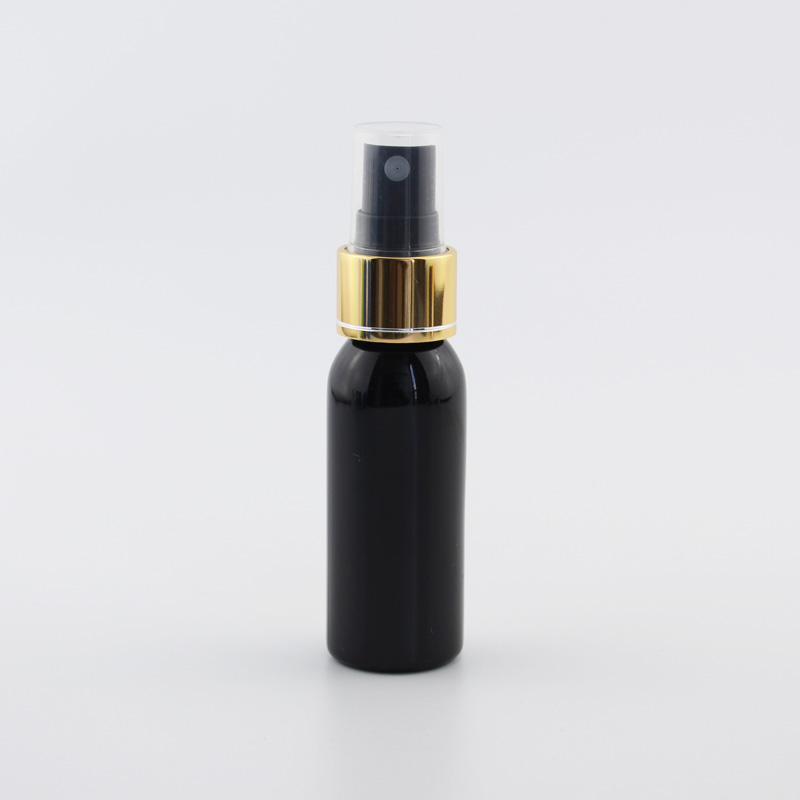 30ml Kleine Plastic Hervulbare Flessen Met Gouden Aluminium Sproeier Pomp 30cc X 50 Mist Spray Container Mini Parfum fles: Black Bottle Black