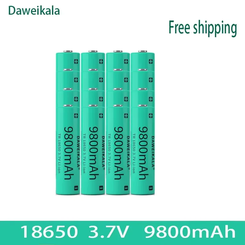 18650 3.7v 9800 mah ladattava akku taskulampun taskulampun ajovalaisimen litiumioniakulle: Vihreä