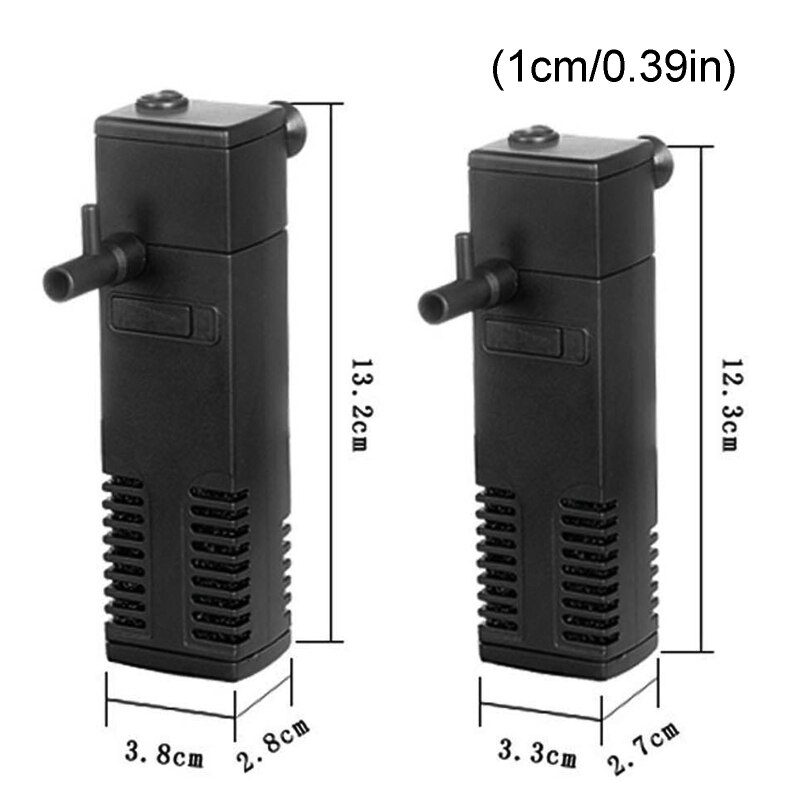 Internal 3-in-1 Aquarium Filter Adjustable Turtle Tank Built-in Filter Pump