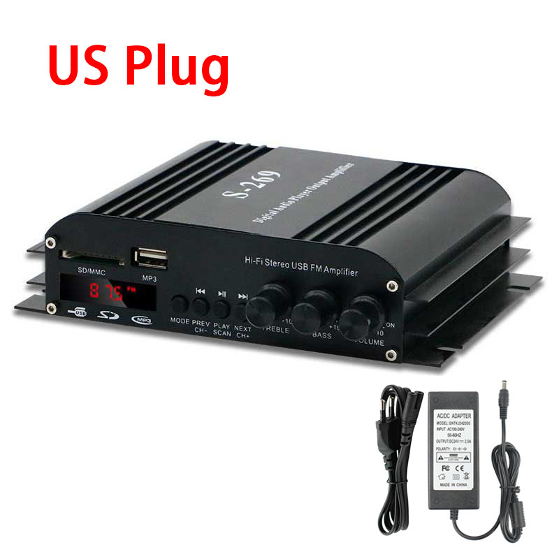 S-269 Sound Amplifiers Bluetooth Digital Amplifier for Home Car Karaoke 4 Channel HiFi Stereo AMP FM USB Remote Control: SKY BLUE