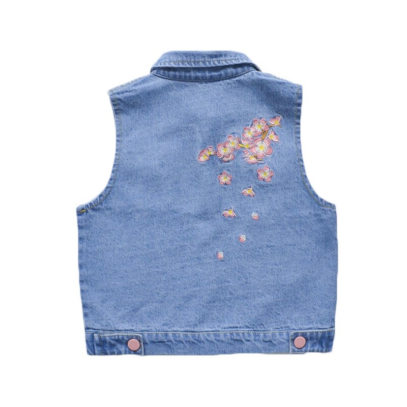 Children's Denim Vest For Girls Sleeveless Jacket Kids Spring Summer Embroidery Clothes Outfit For Teen Girls Clothing