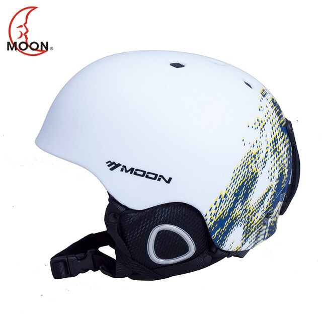 MOON Skiën Helm PC + EPS Ultralight Ce-certificering Integraal Gegoten Ademend Ski Helm Snowboard/Skateboard Helm: BLUE-WHITE / M