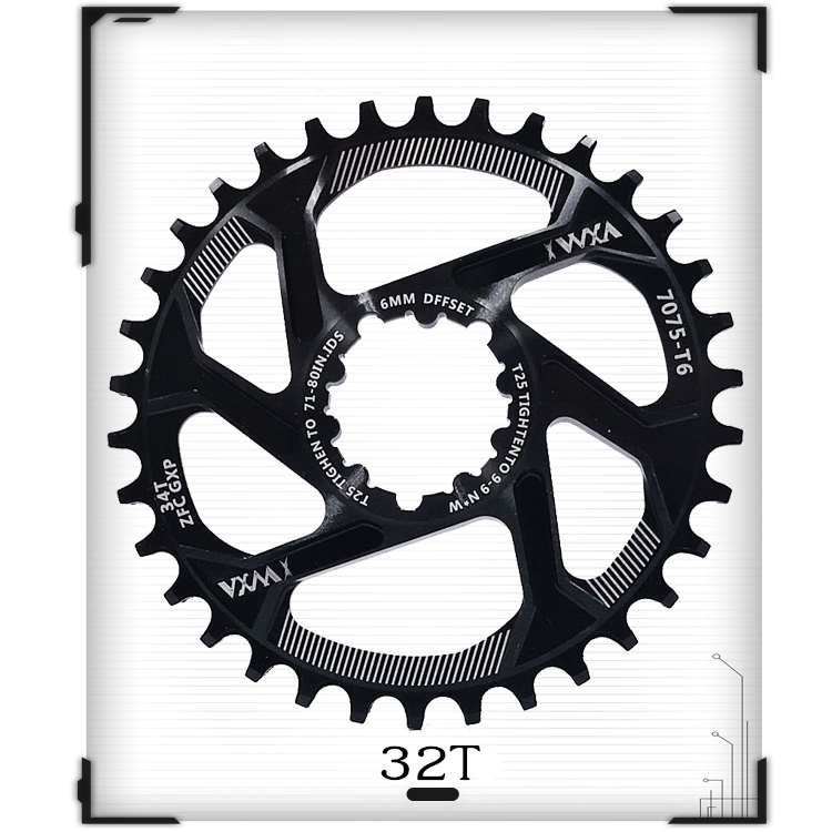 Pédalier de vélo VXM vtt GXP manivelle à engrenages fixes 30T 32T 34T 36T 38T plateau pour pièces de vélo sram gx xx1 X1 x9 GXP: Black 32T 1PCS