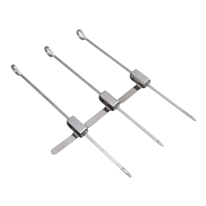 3pcs/set Stainless Steel Barbecue Stick Barbeque Skewers Kebab Sticks Barbecue Accessories BBQ Tools IC976349