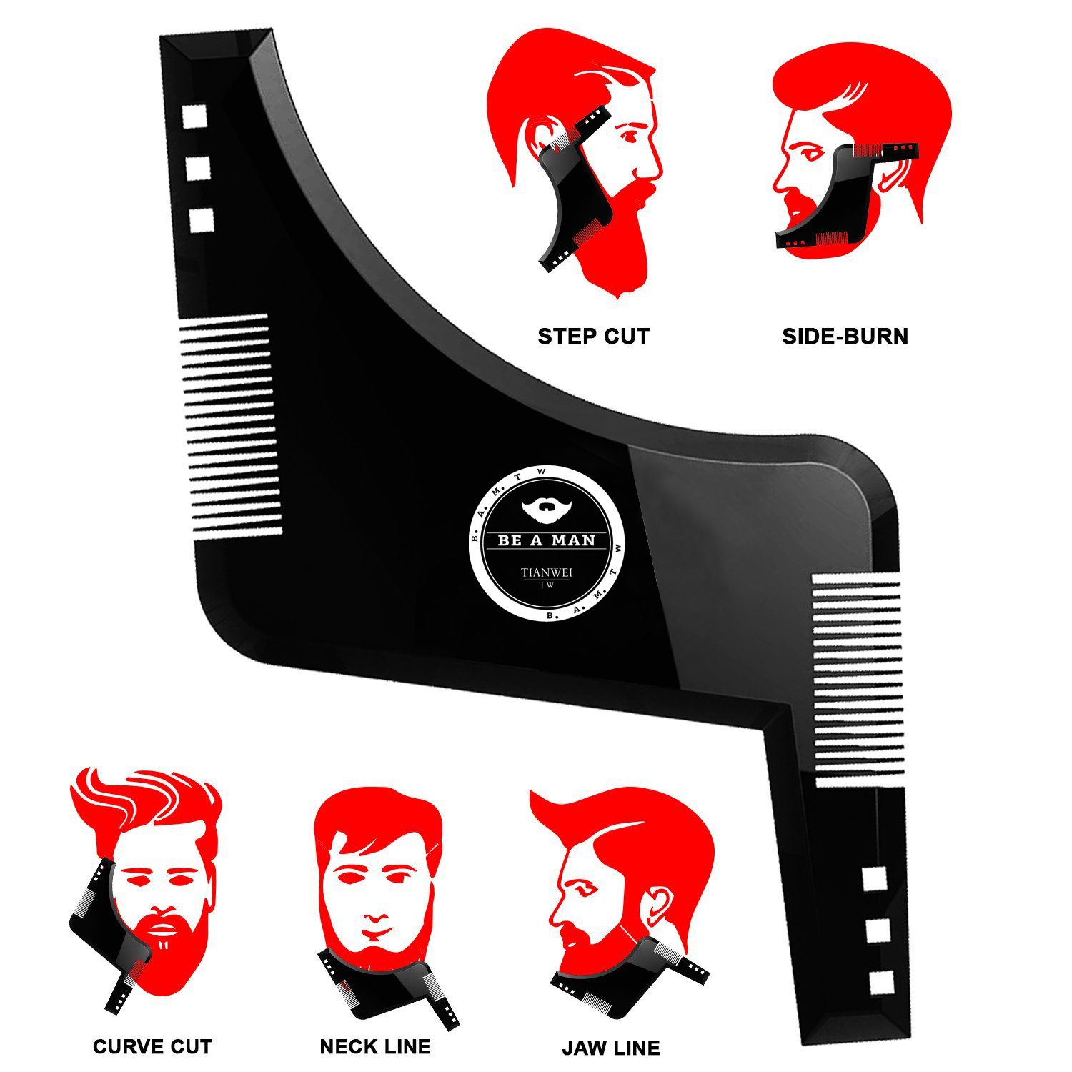 Arrivals Men Beard Shaper Styling Template Transparent Comb Men Beards Combs Hair Beauty Tool Beard Edging Stencils