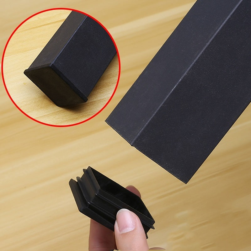 Tapa de plástico cuadrada para muebles de sala de estar, tapón de inserción de tubo, tapa de pies de mesa, marco de cama, color blanco/negro