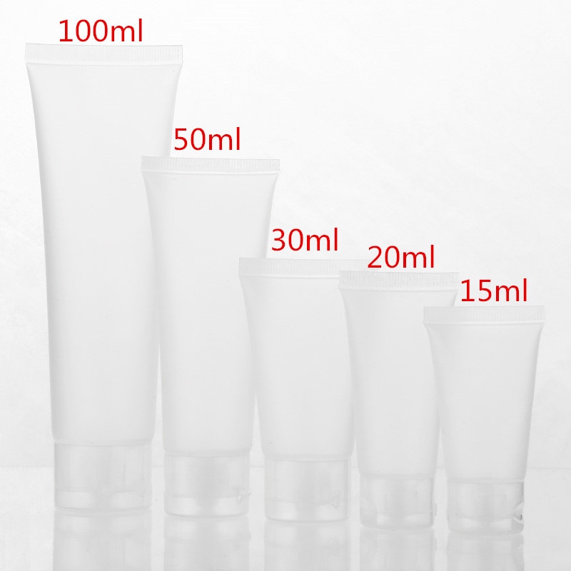 50pcs/lot 15ml 20ml 30ml 50ml 100ml Frosted Clear Plastic Soft Tubes Empty Cosmetic Cream Emulsion Lotion Packaging Containers