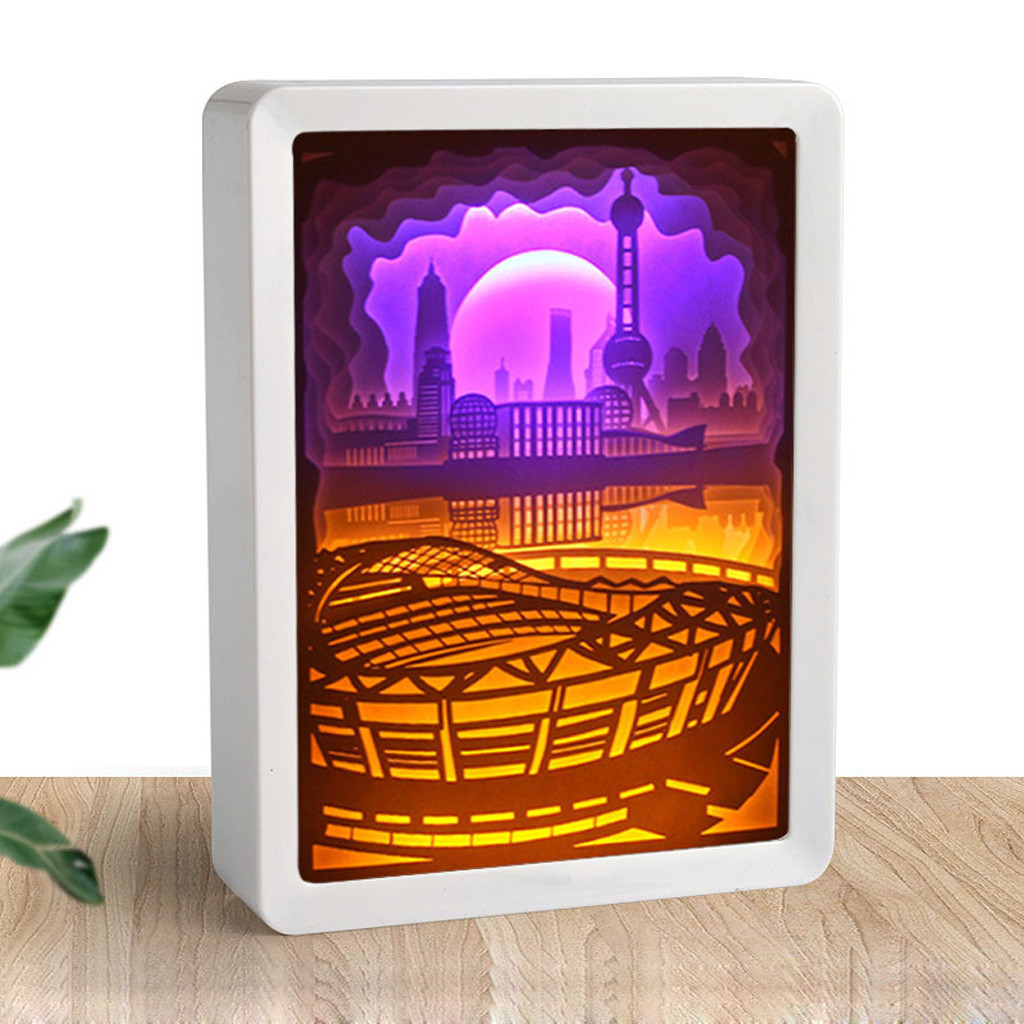 Light Shadow Paper Carved Lights Diy Remote Control Small Night Lighting 3D Paper carving lamp