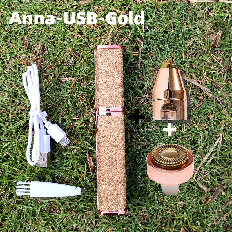 2-in-1 augenbrauen Trimmer machen-hoch-Werkzeug für frauen für augenbrauen mäihr rasiermesser für gesicht entferner kosmetik für frauen augenbrauen epilierer: Anna-USB-Gold