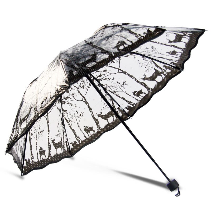 Paraguas de lluvia Multicolor para mujer, sombrilla transparente con estampado de flores de cerezo, mariposa Sakura, tres pliegues, 1 unidad: 04