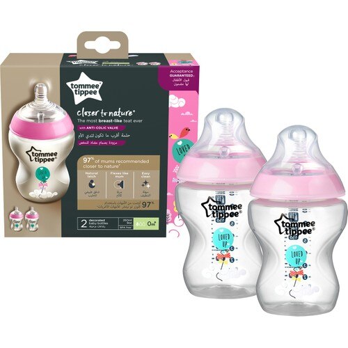 Tommee Tippee PP biberon plus proche de la Nature, 260 ml x 2-rose