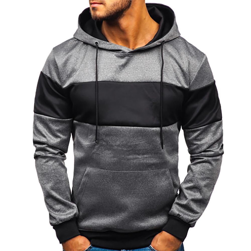 Pocket Patchwork Hooded Cardigan for Men Slim Fit Hoodie Coat Men Casual Long Sleeve Sweatshirts Male Jackets #0102