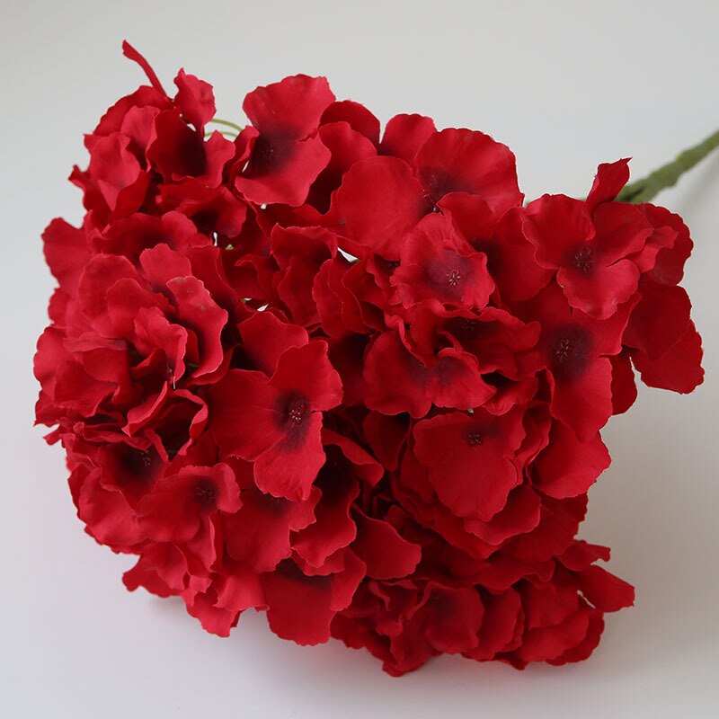 5 hoder bunt mallorca hortensia blomstergren simulering blomst bryllup dekorasjon rekvisitter blomstervegg hus fest dekor: Rød