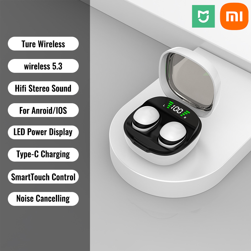 Xiaomi mijia mini sem fio bluetooth 5.3 fone de ouvido pequenos fones sono invisível hd alta fidelidade baixo qualidade som: BRANCO