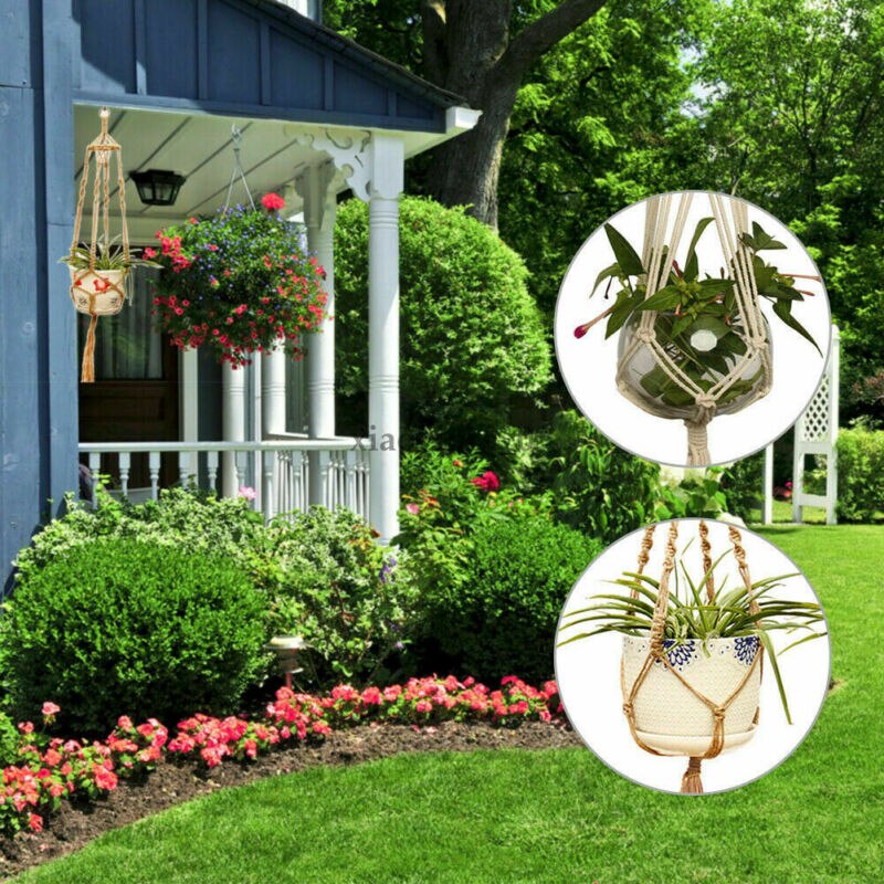 Opknoping Manden Macrame Plant Hanger Bloempot Tuin Houder Mand Handgemaakte Gevlochten Hanger Pot Tuin Decoratie