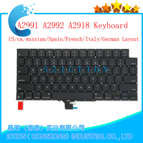 Laptop  a2992 a2991 a2918 tastatur uk usa spanien italiensk tysk russisk fransk til macbook pro 14 " 16 "  m3 tastatur år
