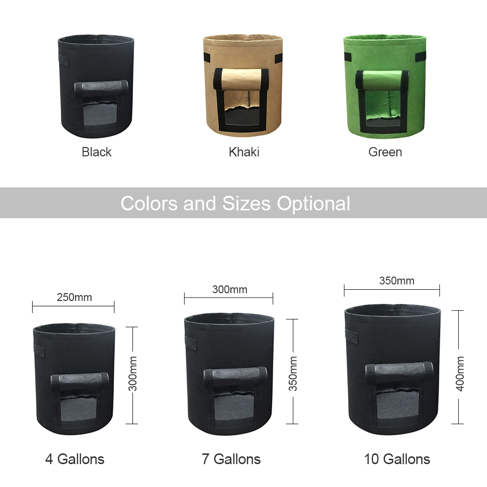 10 Gallons Fabrics Garden Potato Planting Grow Bag with Handles Vegetables Planter Bags for Potato Tomato Vegetable Growing