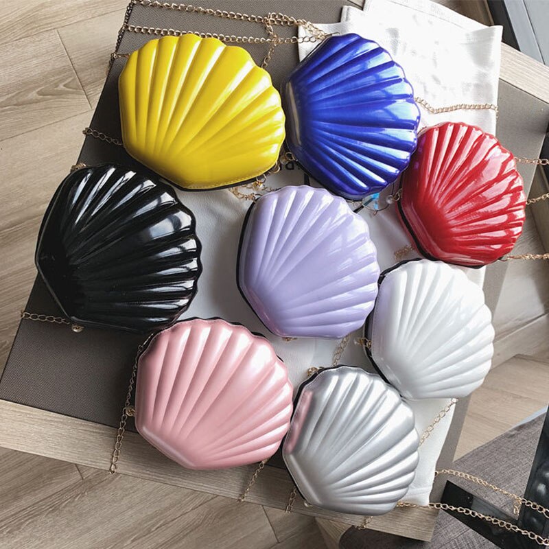 Sequin Shell Tas Vrouwen Crossbody Bag Keten Mini Schoudertas Cirkel Seashell Bling Handtas Meisjes Glitter Portemonnees En Handtassen