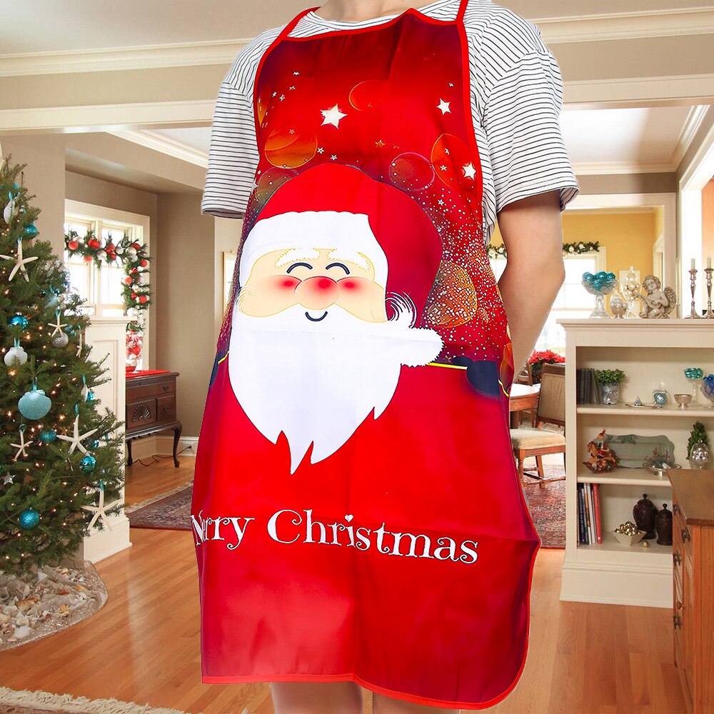 Christmas Aprons Adult Santa Claus Aprons Women and Men Dinner Party Decor Home Kitchen Cooking Baking Cleaning Apron