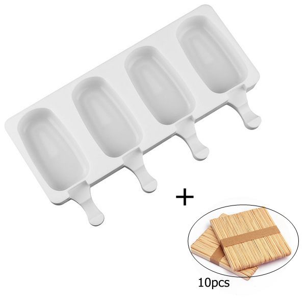 Homemade Food Grade 2 Sizes Silicone Ice Cream Molds Ice lolly Moulds Freezer Ice cream bar Molds Maker With Popsicle Sticks: Big