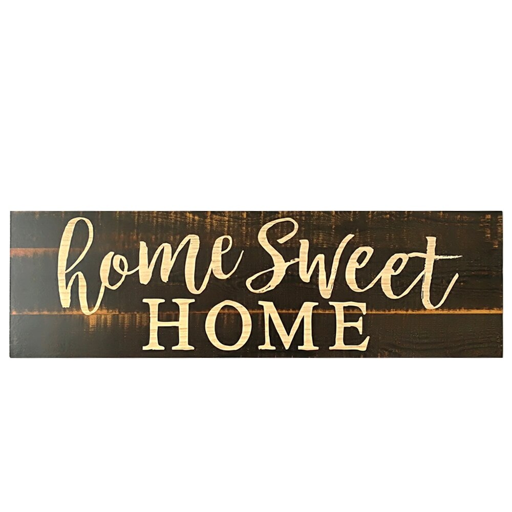 Hem sweet home script stor rustik trä skylt nödställda solid plakett vintage skylt vägg heminredning
