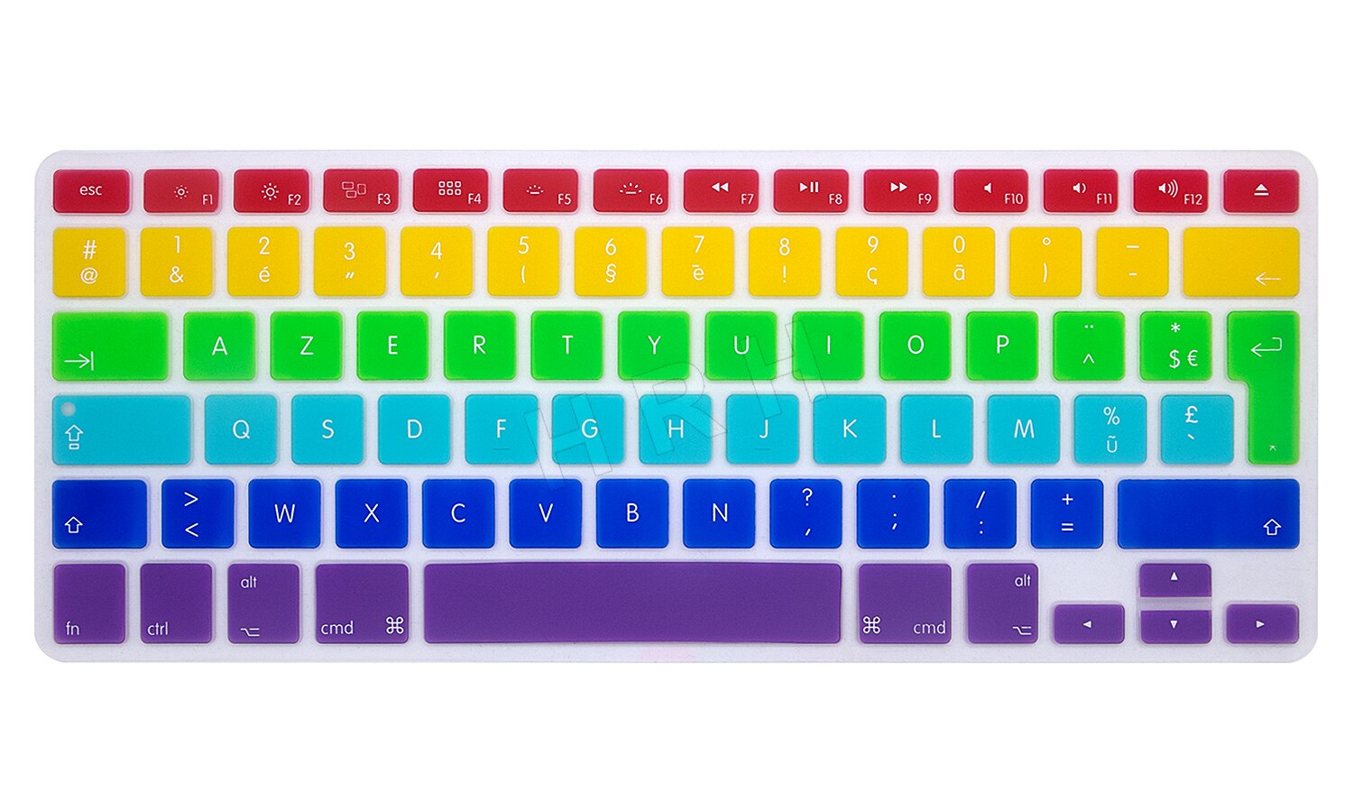 HRH EU/UK Waterproof Rainbow French AZERTY Dustproof Silicone Keyboard Cover Skin Protector for Macbook Air Pro Retina 13"15"17": Clear