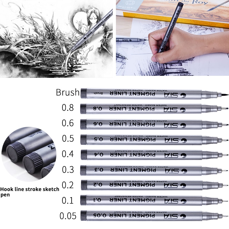 0,05-0,8mm Marker Stifte Weich Farbe Stift Für Skizze Zeichnung künstler skizze kugelschreiber einstellen Comic Handschrift Öl Marker stift dicke