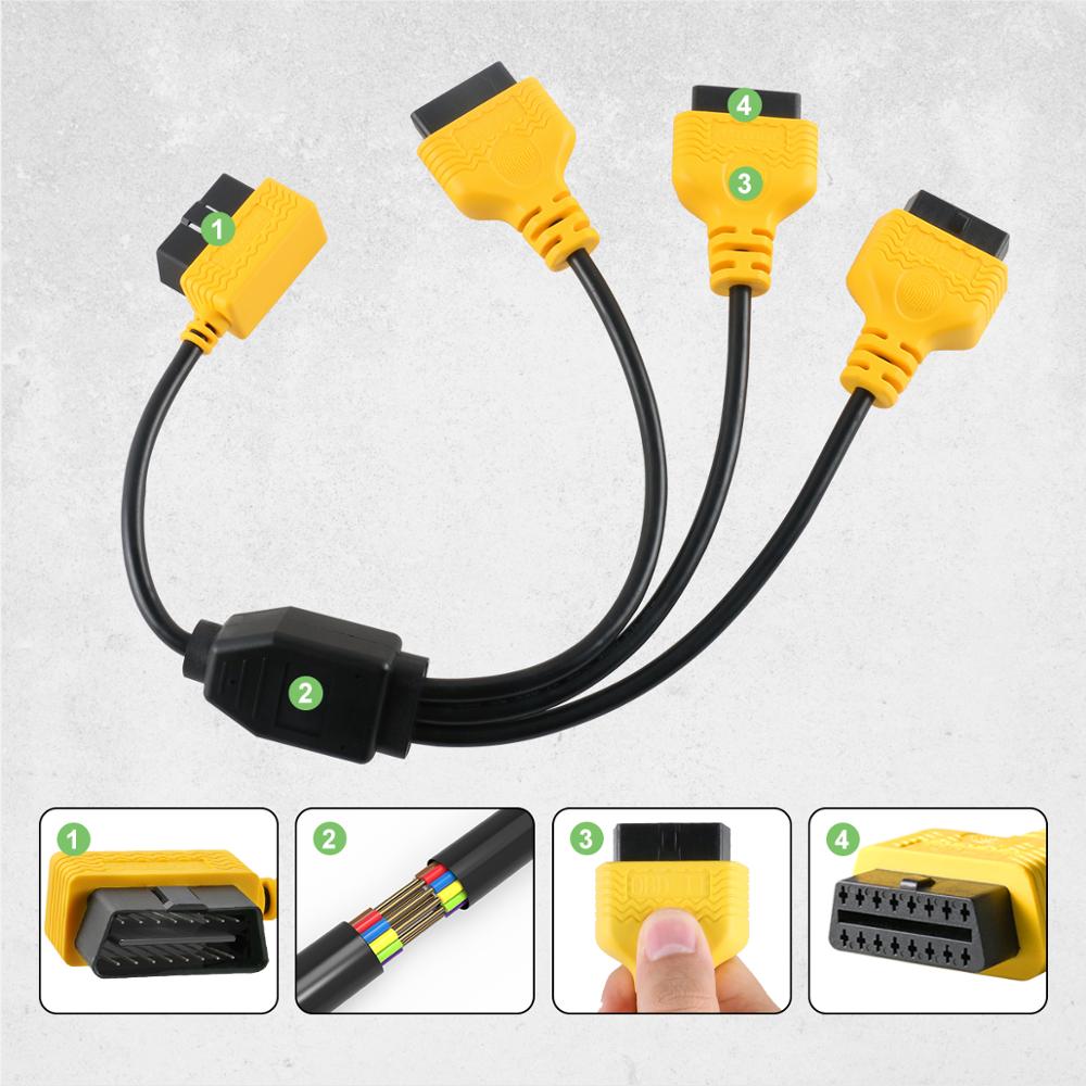 AUTOOL OBD2 Splitter Cable OBD 2 Extend Y Cables 1 to 3 Converter Adapter Wire 50cm J1962M to 3-J1962F OBD2 Extension Split Cord