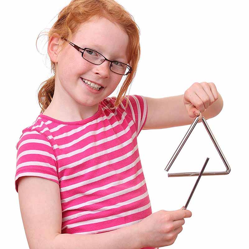 4 Inch Triangular Musical Instruments Percussion Musical Educational Triangle For Kids Children'S Day Musical Instrument