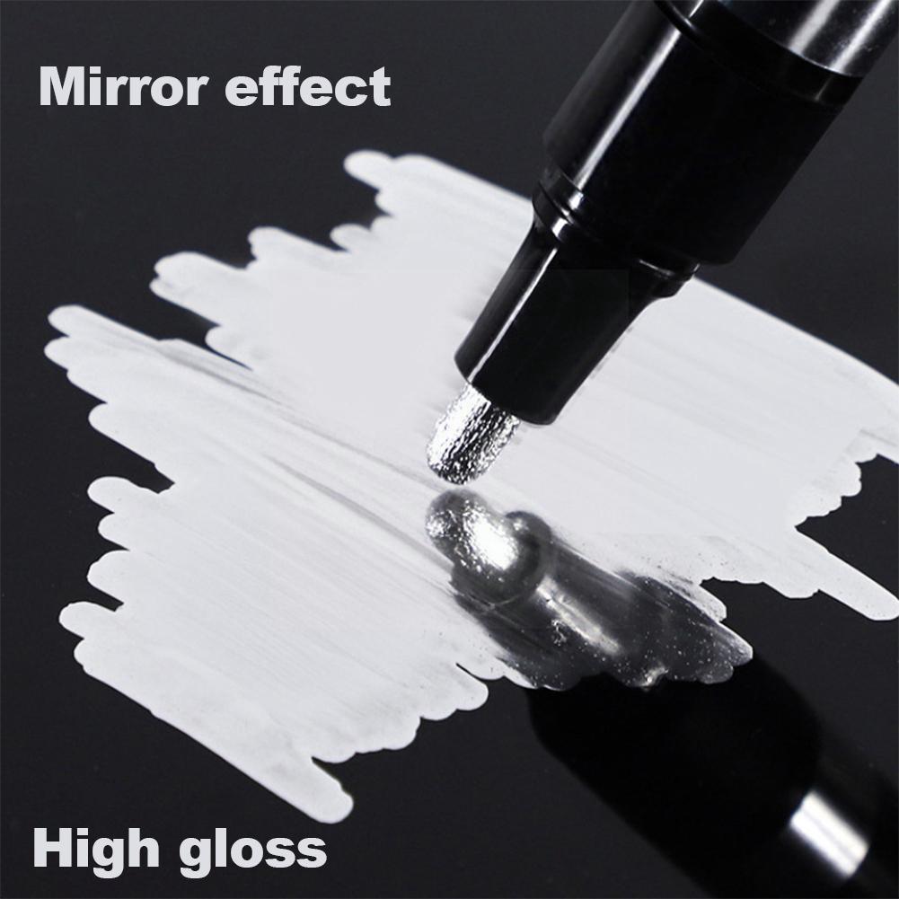 Stylo marqueur réfléchissant en métal, effet miroir, pour bricolage, artisanat, bureau, fournitures de peinture scolaires, liquide pour étudiant, Y7e0