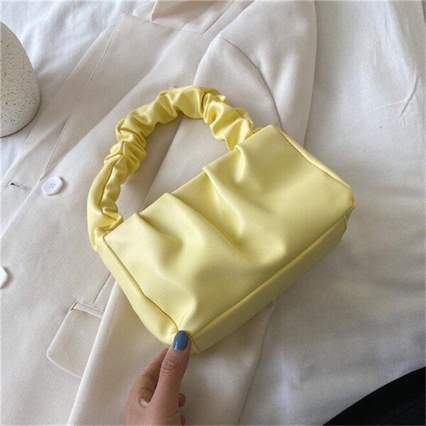 Gusure Women Bags ins Handbag Summer Casual Shoulder Bags Wild Style Messenger Bag for Lady Popular soft Pu top handle: Yellow
