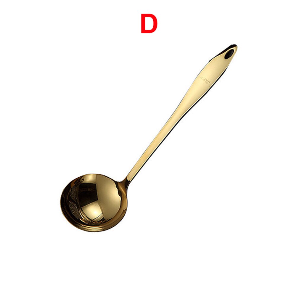 Ustensile de cuisine en acier inoxydable, titane doré, cuillère, spatule, ustensile de cuisine: D