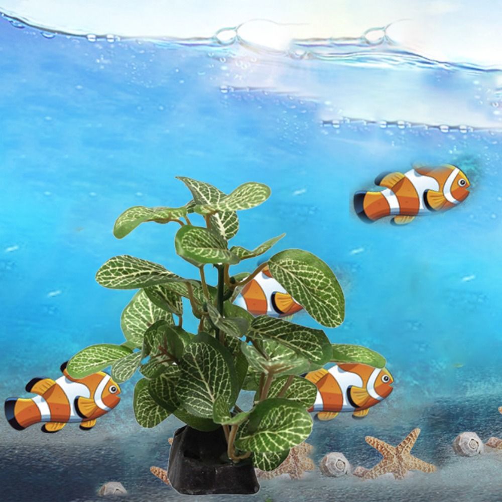 Dekorative Seide realistische Unterwasser für Aquarium Dekor grüne Schildkröte Glas Ornament Aquarium Pflanzen Ficus Baum künstliche Pflanzen