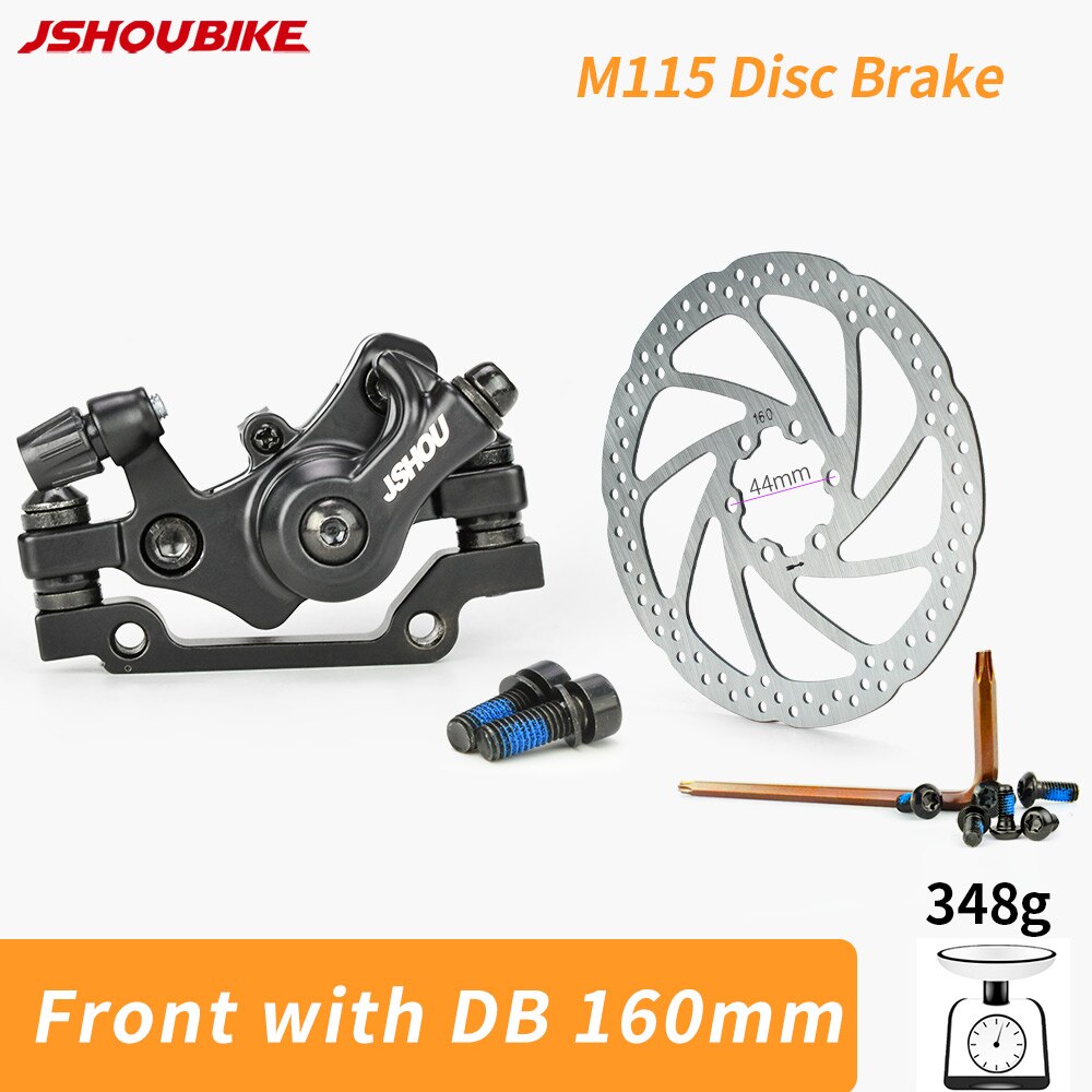 JSHOUBIKE M115 Mountain Bike Line Pull Flat Mount Dual Piston Mechanic Disc Brake 160mm Disc Brake Caliper MTB Accessories: Front with 160 Rotor