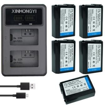 2000mAh NP-FW50 NP FW50 Batterij + LED USB Dual Charger voor Sony Alpha a6500 a6300 a7 7R a7R a7R II a7II NEX-3 NEX-3N NEX-5: 5P-FW50BatteryAndCh