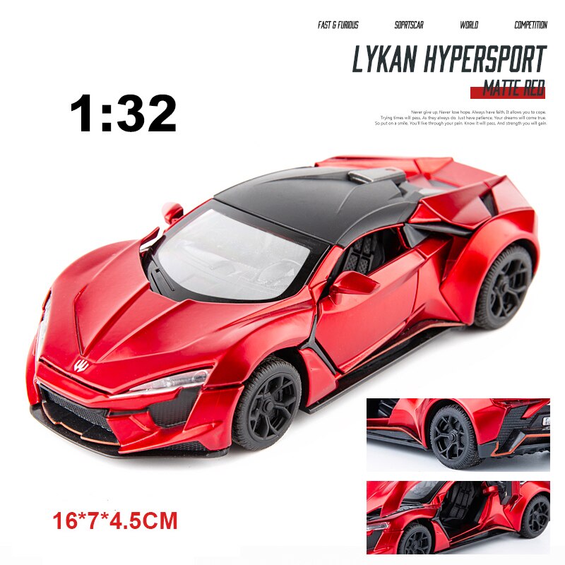 1:24 1:32 Lykan Hypersport In Lega Modello di Auto Giocattoli Pressofusi E Veicoli Auto giocattolo In Metallo Collezione Del Capretto Giocattoli Per Bambini Regali Veloce-Fast And Furious: 1 32 Matt red