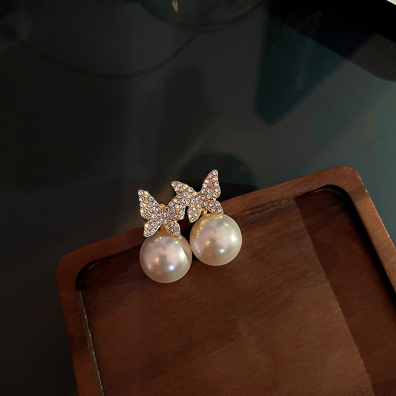 Imitatie Parel Oorbellen voor Vrouwen Strass Vlinder Holle Hart Kwastje Oorbellen Bruid Meisje Party Engagement Sieraden Cadeau