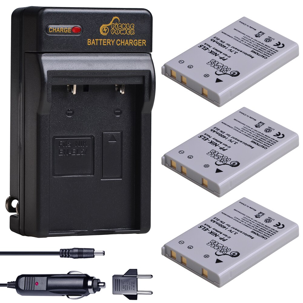 3 Pcs EN-EL5 EN EL5 ENEL5 Battery and Wall Charger for Nikon Camera Coolpix P80 P90 P100 P500 P510 P520 camera accessories: 3 battery 1 charger
