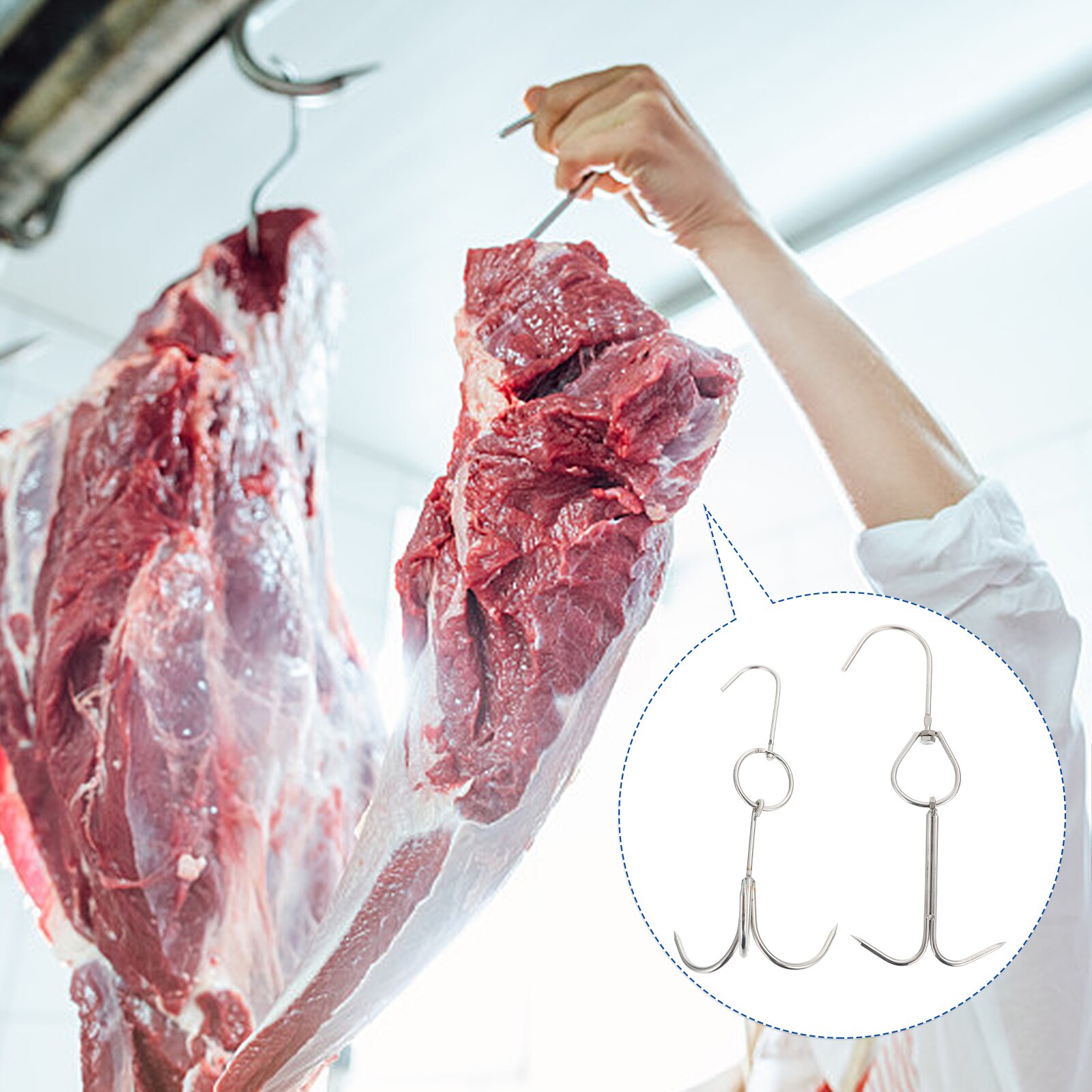 2pcs Hooks Meat Processing Hooks Grill Hooks Roast Lamb Hooks Hams Hooks for Indoor Supermarket Home