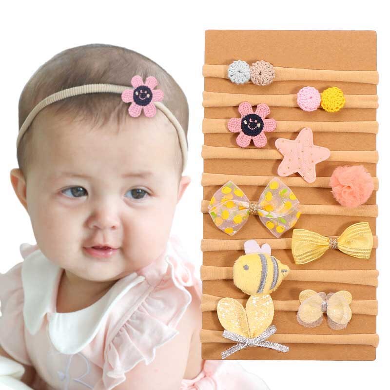 10 Stks/set Pasgeboren Baby Hoofdband Kroon Boog Baby Baby Girl Accessoires Cartoon Animal Kids Baby Meisje Haar Hoofdbanden Tulband Tiara