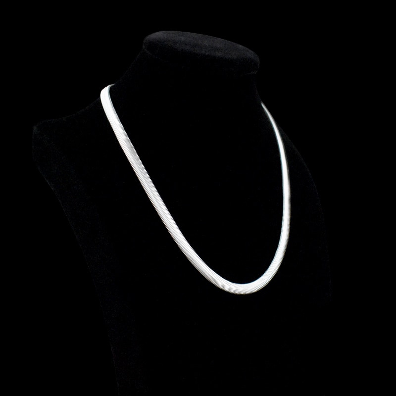 Collar Punk de de para mujer y hombre, Plata de Ley 925, Simple, cadena serpiente plana para clavícula, collares de joyería