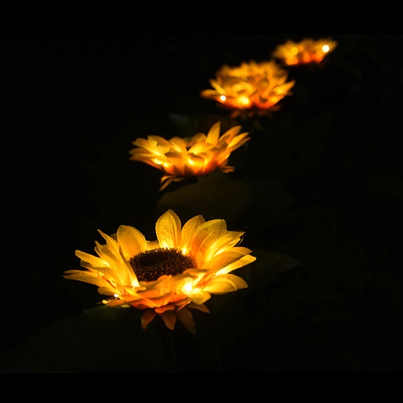 Solar Lights Sunflower Rose Lantern Waterproof Solar Led Lights Outdoor Street Garland Fairy Garden Decoration Outdoor Led Lamp