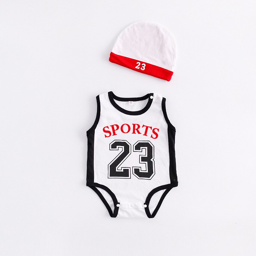 Baby Jongen Meisje Basketbal Kleding Set 2 Stuks Hooded Bodysuits Zomer Kind Trainingspak Korte Mouwen Sport Pak Baby Kleding